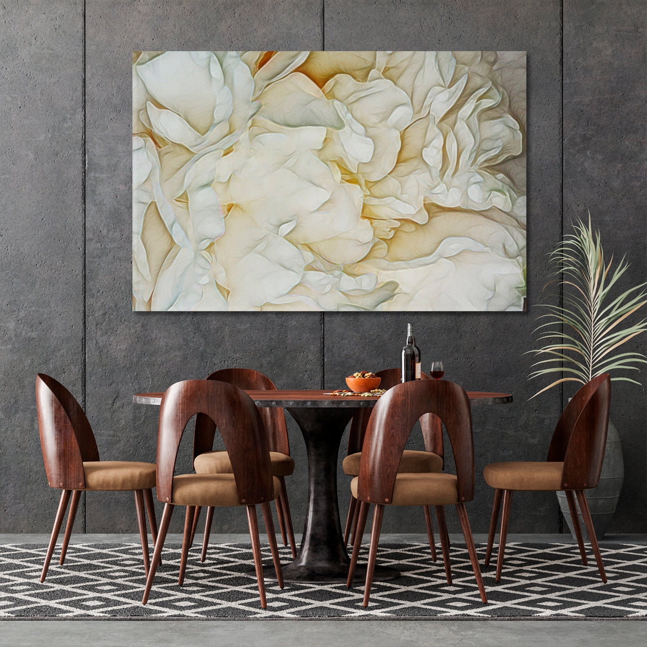 Creamy Pastel Peony Petals Abstract Pattern Shapes Swirls Canvas Print Floral & Botanical Split Art Artesty   