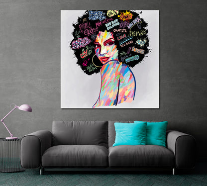 Afro American Woman Abstract Pop Art African Style Canvas Print Artesty   