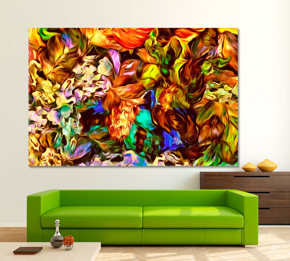 ORANGE FALL Colorful Abstract Floral Pattern Abstract Art Print Artesty 1 panel 24" x 16" 