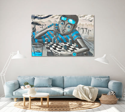 WORLD OF CHESS Life is Like a Chessboard Fantasy Graffiti Street Art Street Art Canvas Print Artesty 1 panel 24" x 16" 