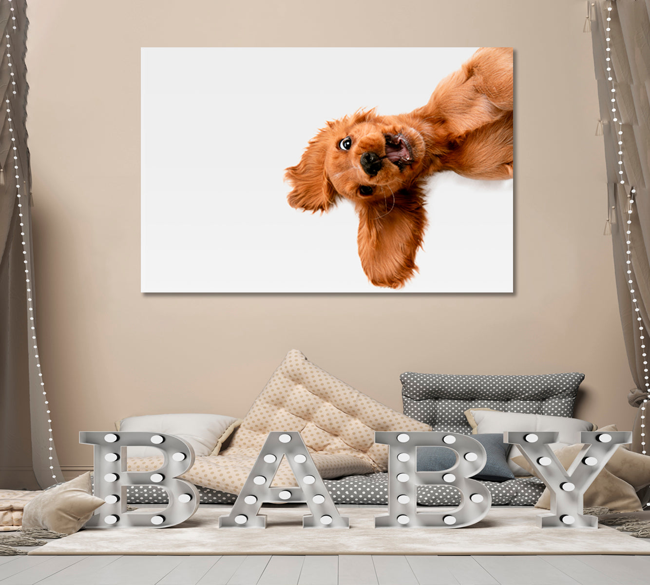 CRAZY PURE YOUTH  Funny Cute Dog Kids Room Art, Animals World Animals Canvas Print Artesty 1 panel 24" x 16" 