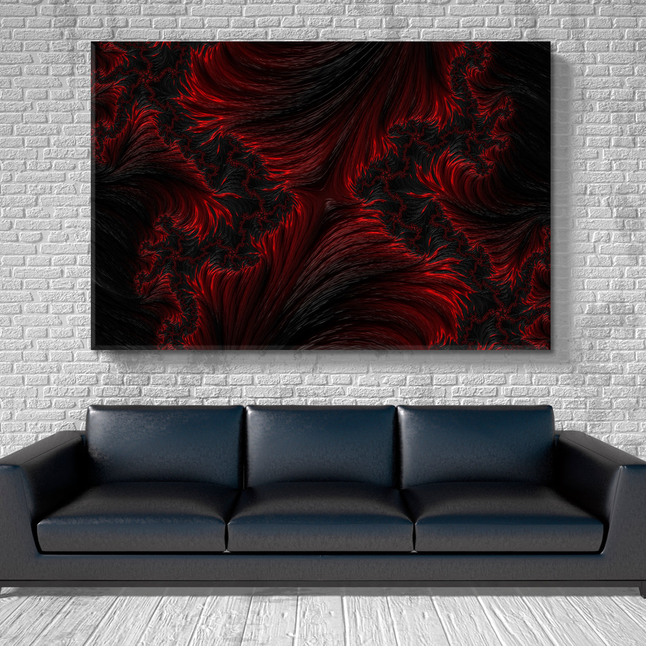 FRACTAL BLACK RED Graphic Design Abstract Creative Pattern Abstract Art Print Artesty 1 panel 24" x 16" 