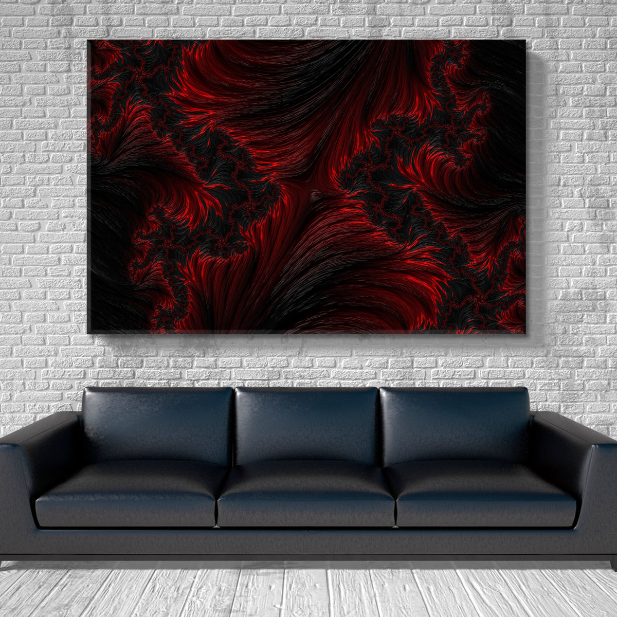 FRACTAL BLACK RED Graphic Design Abstract Creative Pattern Abstract Art Print Artesty 1 panel 24" x 16" 