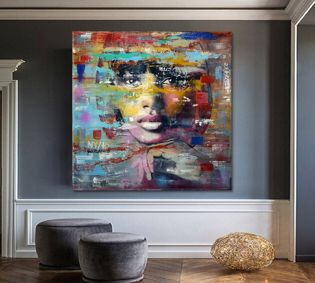 MISS VALERY Abstract Art Grunge Street Art Style Canvas Print - Square Contemporary Art Artesty   