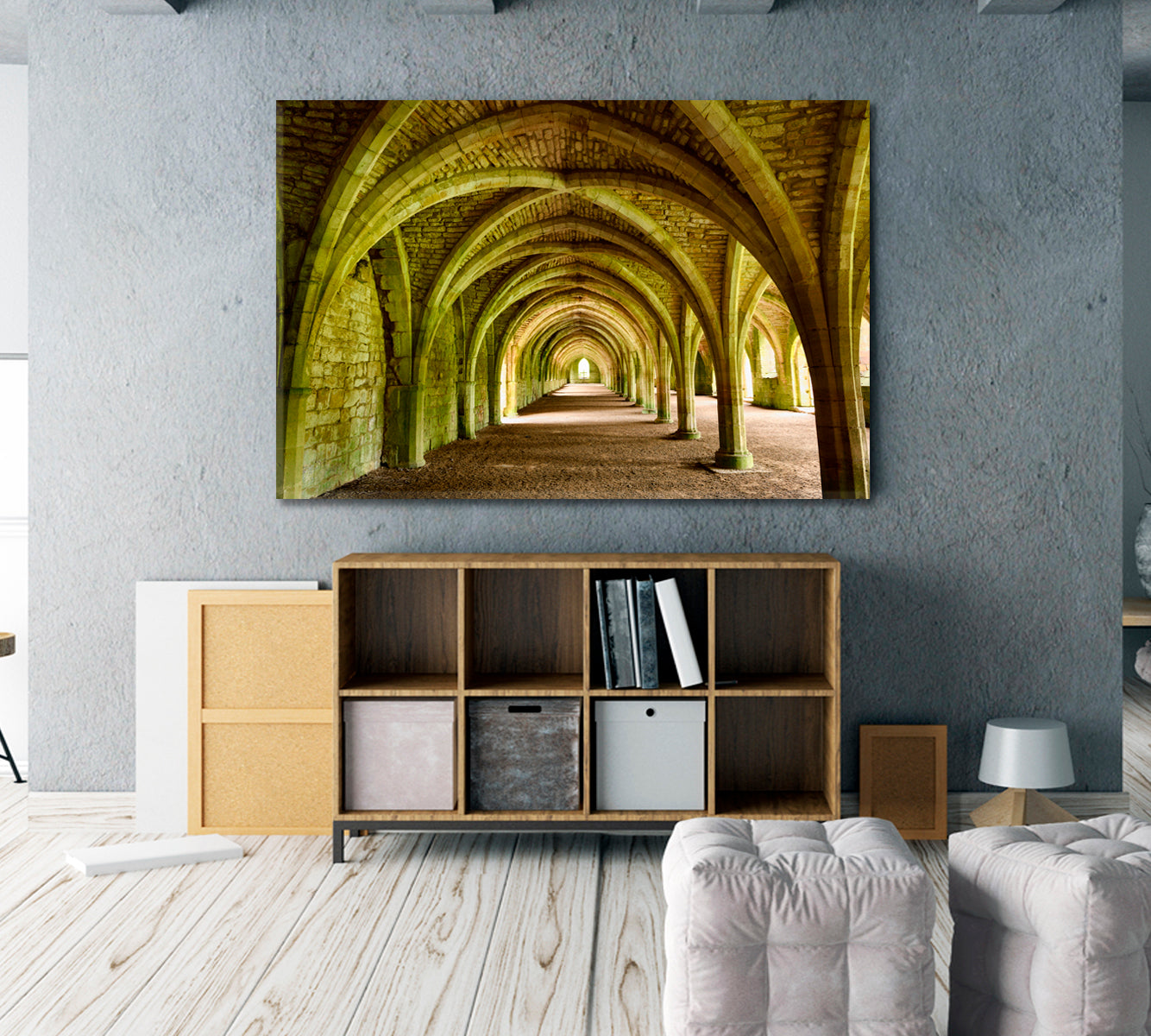 Abbey Cistercian Monastery Vaulted Stone Arch North Yorkshire UK Countries Canvas Print Artesty   