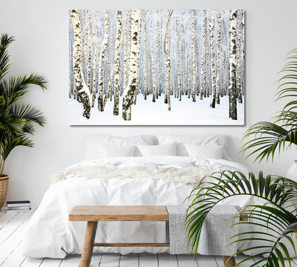 Russian Winter Birch Trees Forest Nature Wall Canvas Print Artesty   