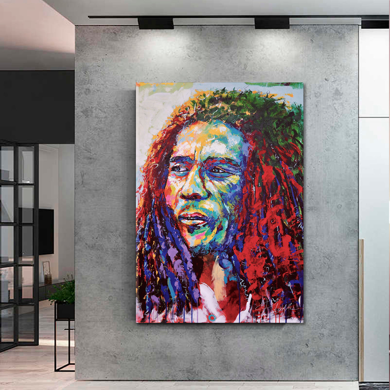 Bob Marley Jamaican Musician Celebrities Vivid Trendy Canvas Print - Vertical Celebs Canvas Print Artesty   