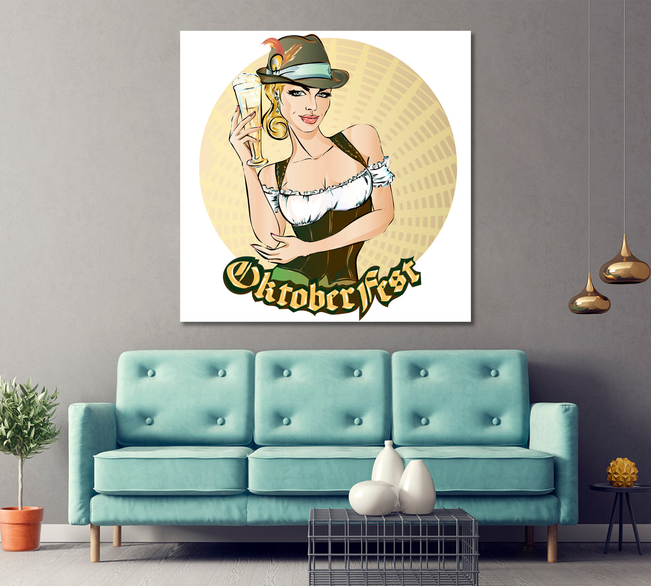 Oktoberfest Pin-up Woman Poster Religious Modern Art Artesty   