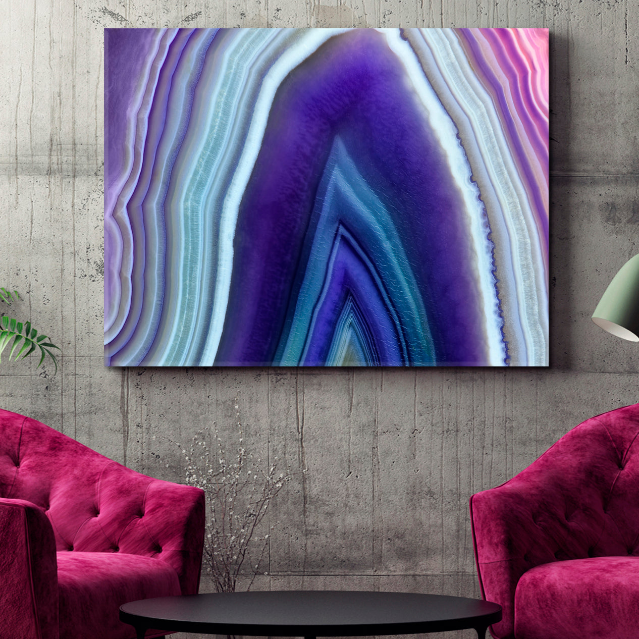Amazing Violet Agate Crystal Cross Section Purple Abstract Structure Abstract Art Print Artesty 1 panel 24" x 16" 