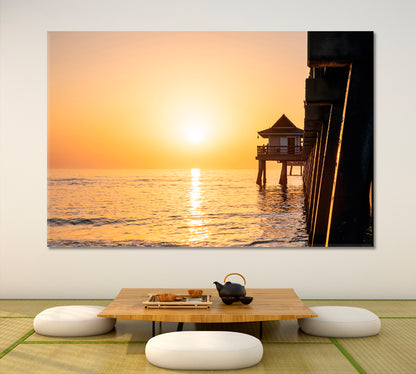 SUNSET OVER THE OCEAN Sun Reflection Picturesque Landscape Canvas Print Scenery Landscape Fine Art Print Artesty 1 panel 24" x 16" 