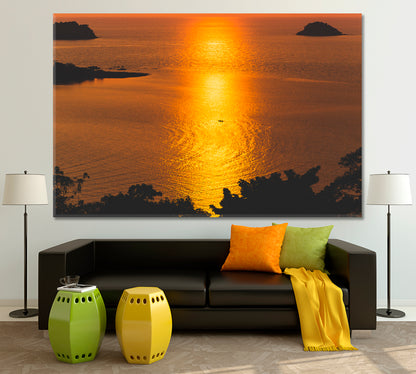 Amazing Colorful Red Sunset at Tropical Islands Canvas Print Scenery Landscape Fine Art Print Artesty   