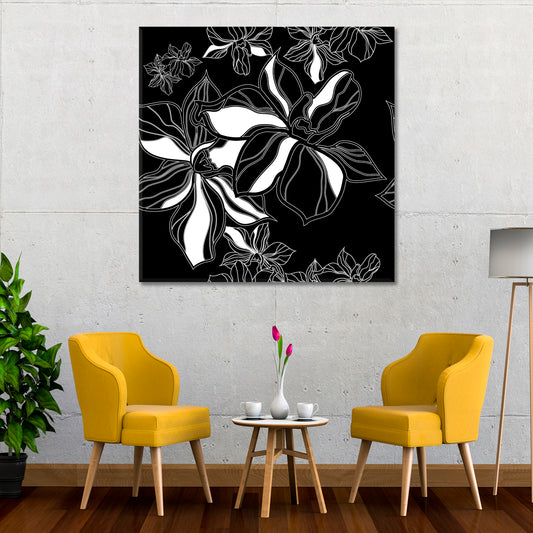 Black And White Flowers Leaves Black and White Wall Art Print Artesty   