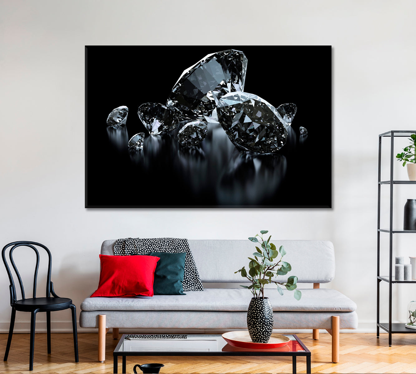 Beautiful Luxury Diamonds On Black Artwork Black and White Wall Art Print Artesty   