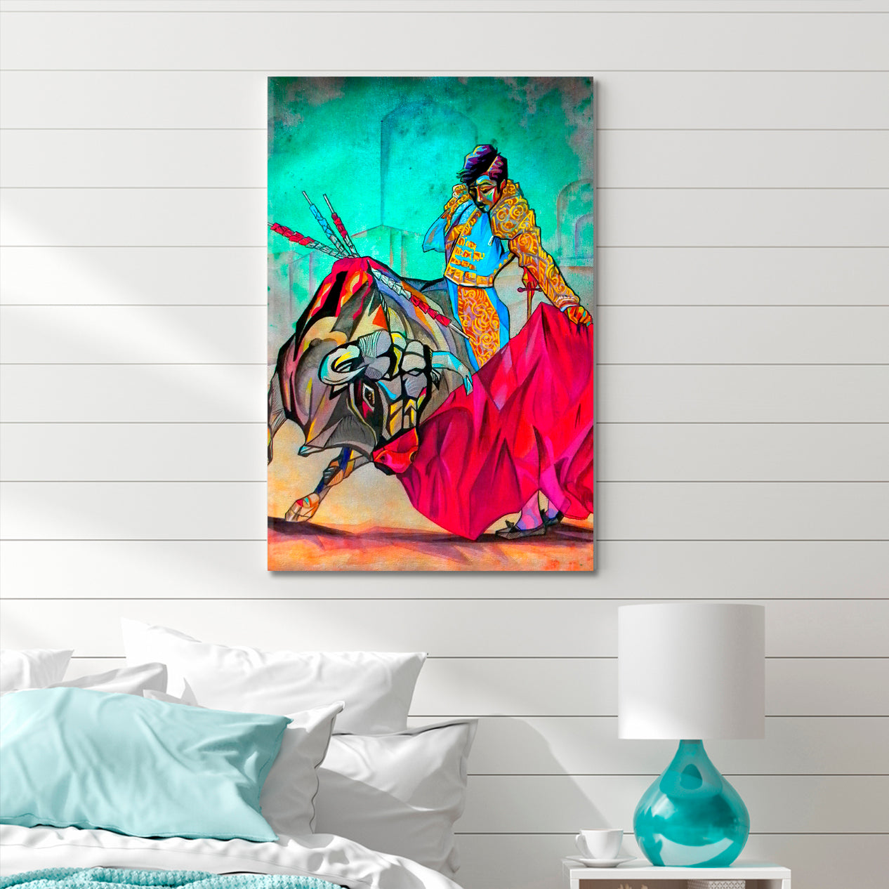 CORRIDA Bull & Bullfighter Cubism Art Fine Art Artesty 1 Panel 16"x24" 