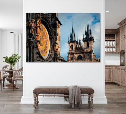 PRAGUE Astronomical Clock Old Town Square Czech Republic Canvas Print Cities Wall Art Artesty 1 panel 24" x 16" 