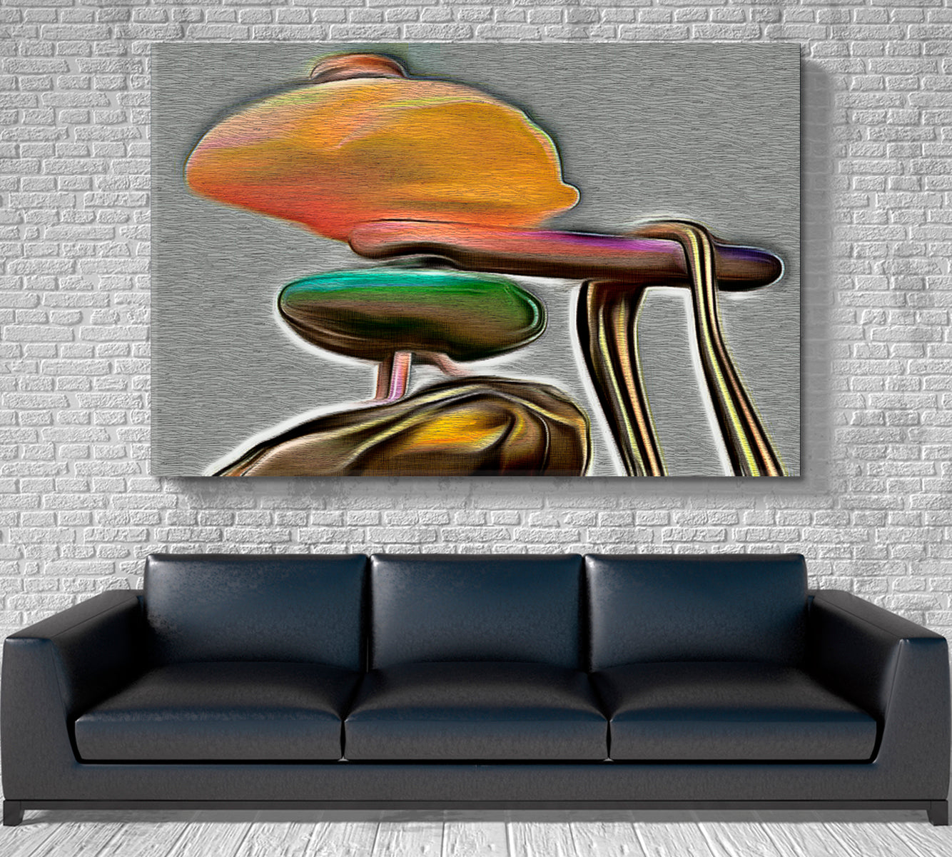 Contemporary Psychedelic Shape Orange Gray Painting Abstract Art Print Artesty   