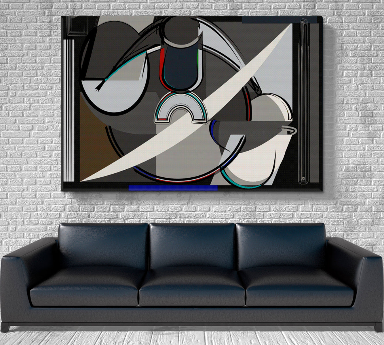 KANDINSKY WORLD Geometric Shapes Modern Pattern Gray Brown Abstract Art Print Artesty 1 panel 24" x 16" 