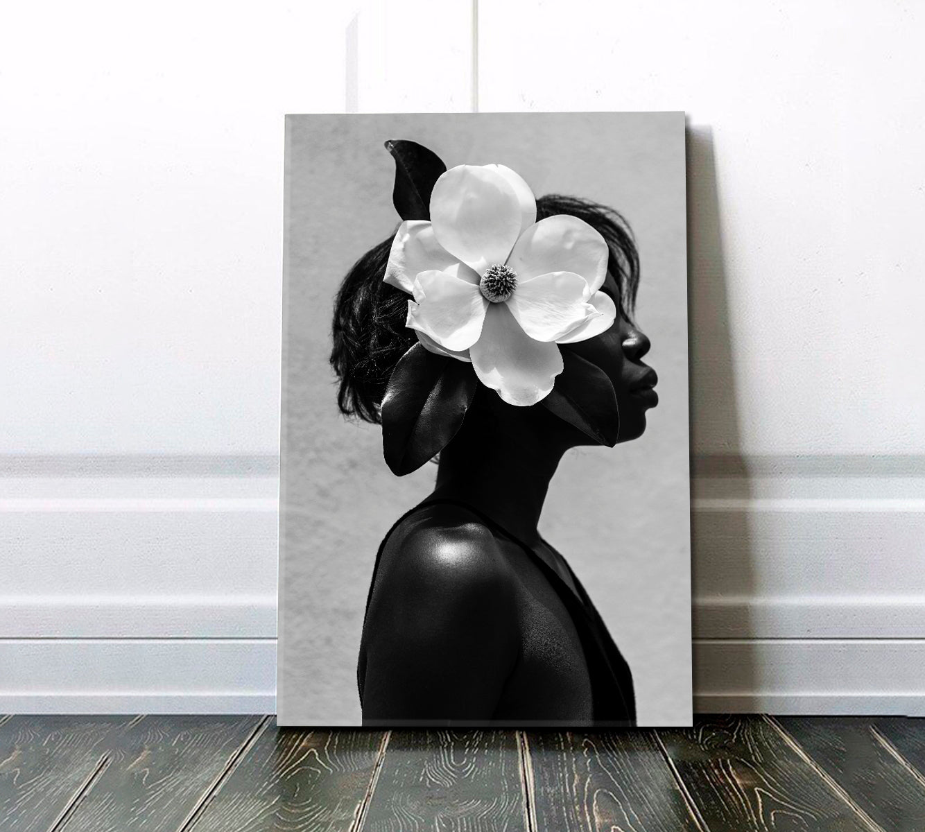 MODERN Beautiful African American Woman Black Beauty - V Black and White Wall Art Print Artesty   