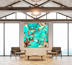 SUMMER HAWAIIAN Turquoise Green Watercolor Tropical Leaves Tropical, Exotic Art Print Artesty   