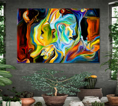 Behind Consciousness. Surreal World Of Colors And Curves Contemporary Art Artesty 1 panel 24" x 16" 