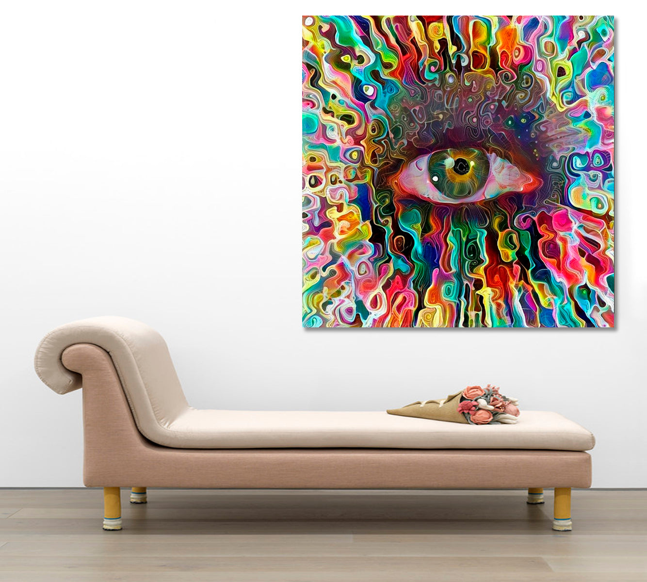 Colorful Eye Abstract Expressionism Canvas Print - Square Panel Contemporary Art Artesty   