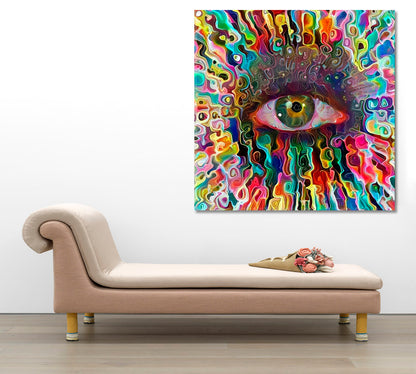 Colorful Eye Abstract Expressionism Canvas Print - Square Panel Contemporary Art Artesty   