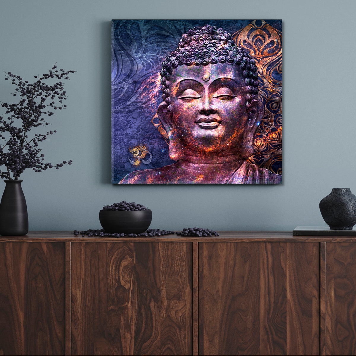 Lord Buddha Purple Contemporary Religious Modern Art Artesty 1 Panel 12"x12" 