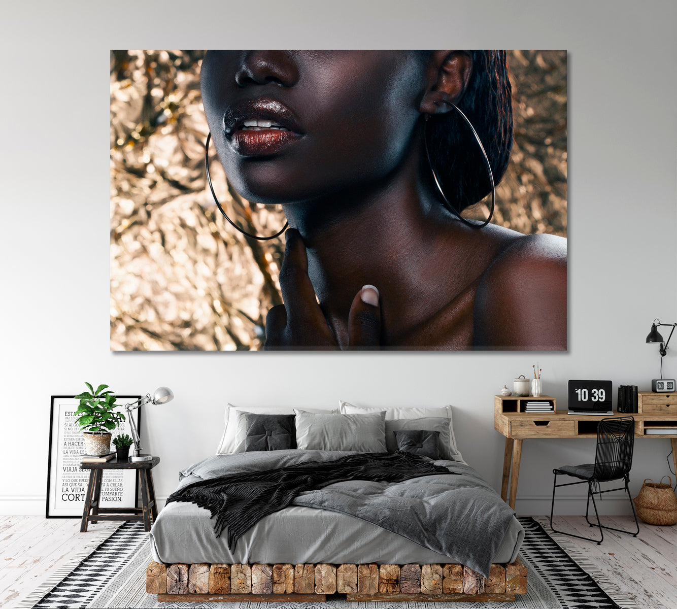 Attractive African American Woman Spa, Zen Wall Canvas Art Artesty   