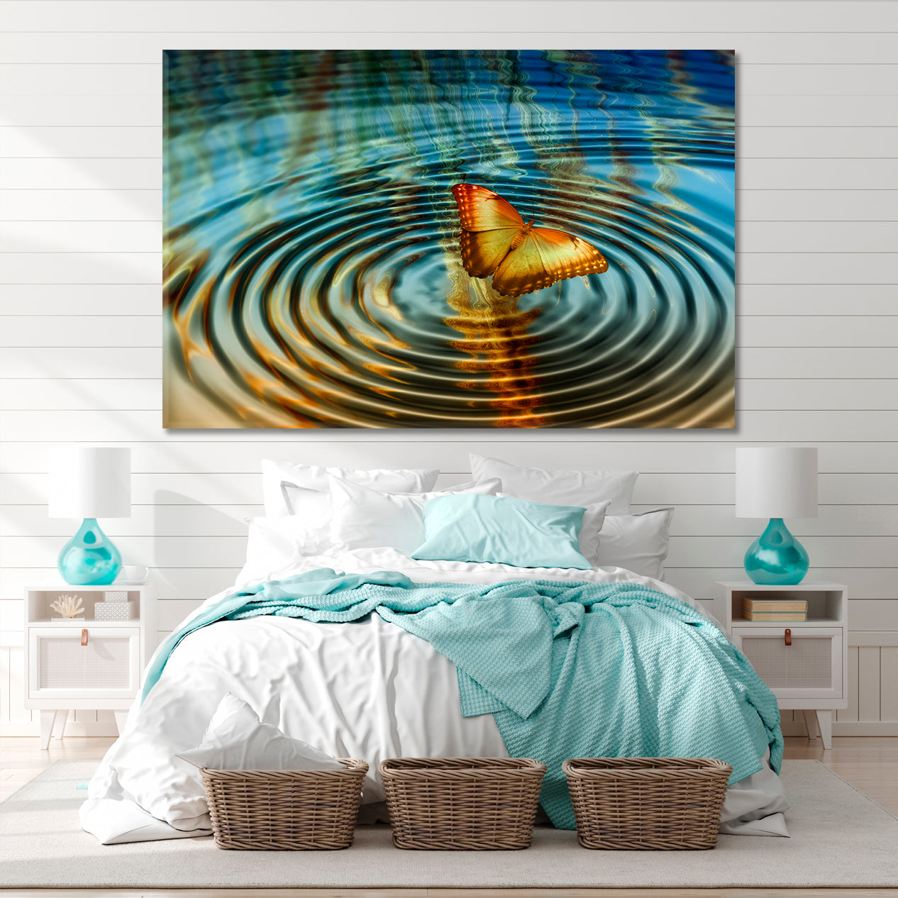 WATER REFLECTION Butterfly Effect Wave Motion Wing Rhythm Chaos Theory Canvas Print Nature Wall Canvas Print Artesty   