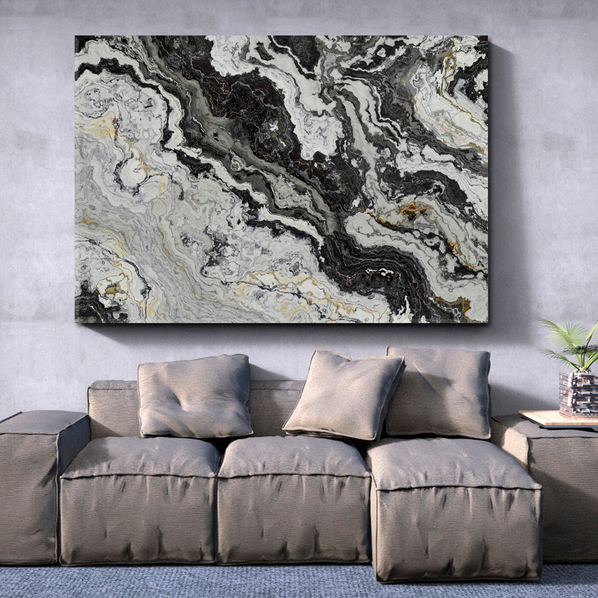 SWIRLS  Black White Marble Pattern Veins Abstract Abstract Art Print Artesty 1 panel 24" x 16" 