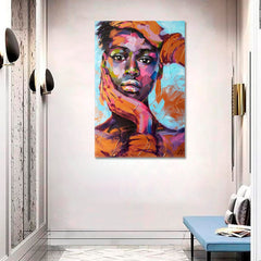 COLORS OF EMOTIONS Abstract Contemporary Art Beautiful African Woman  - Vertical African Style Canvas Print Artesty 1 Panel 16"x24" 