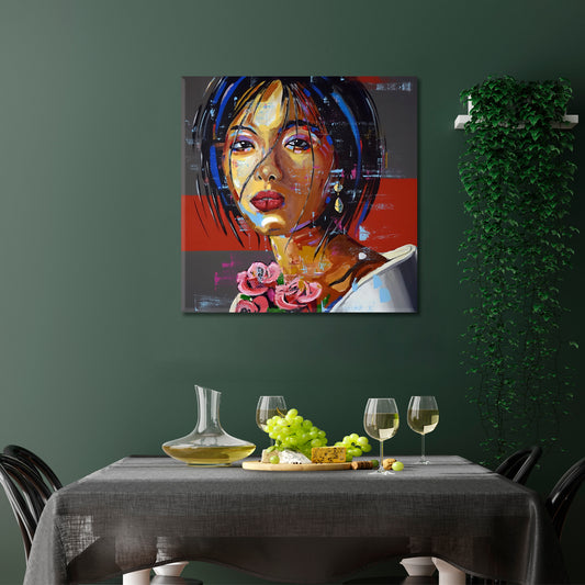 EASTERN MYSTERIES | Fine Art Portrait Woman Grunge Graffiti Style Canvas Print - Square People Portrait Wall Hangings Artesty   