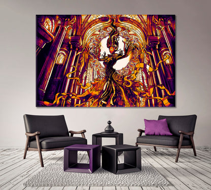 FANTASY Girl Hovers Majestic Cathedral Surreal Fantasy Large Art Print Décor Artesty   