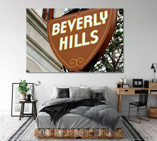 Famous Beverly Hills Close-up View Sign Photo Canvas Print Cities Wall Art Artesty   