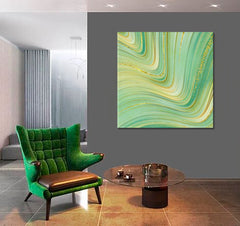 WILD WILLOW GREEN Abstract Luxury Style Swirls of Marble Pattern Fluid Art, Oriental Marbling Canvas Print Artesty   