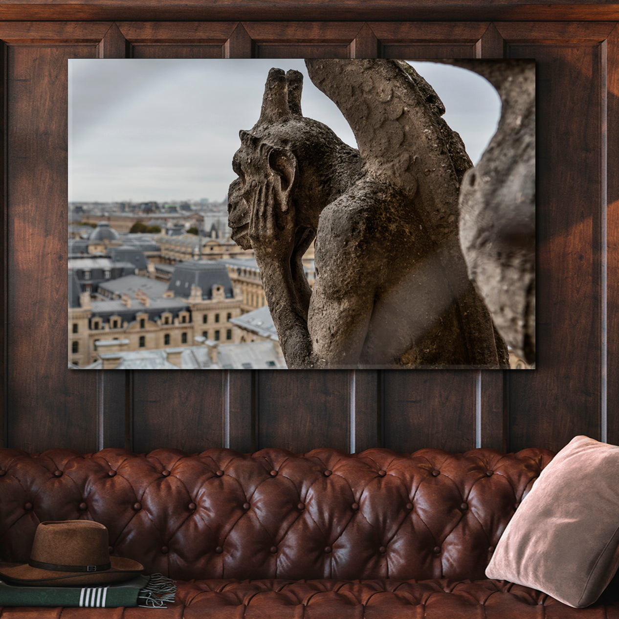 Chimera Gargoyle Cathedral of Notre Dame de Paris Famous Landmarks Artwork Print Artesty   