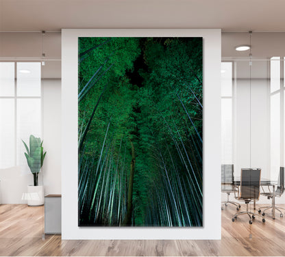 Bamboo Grove in Kyoto Exotic Forest Trees Canvas Print - Vertical Floral & Botanical Split Art Artesty   