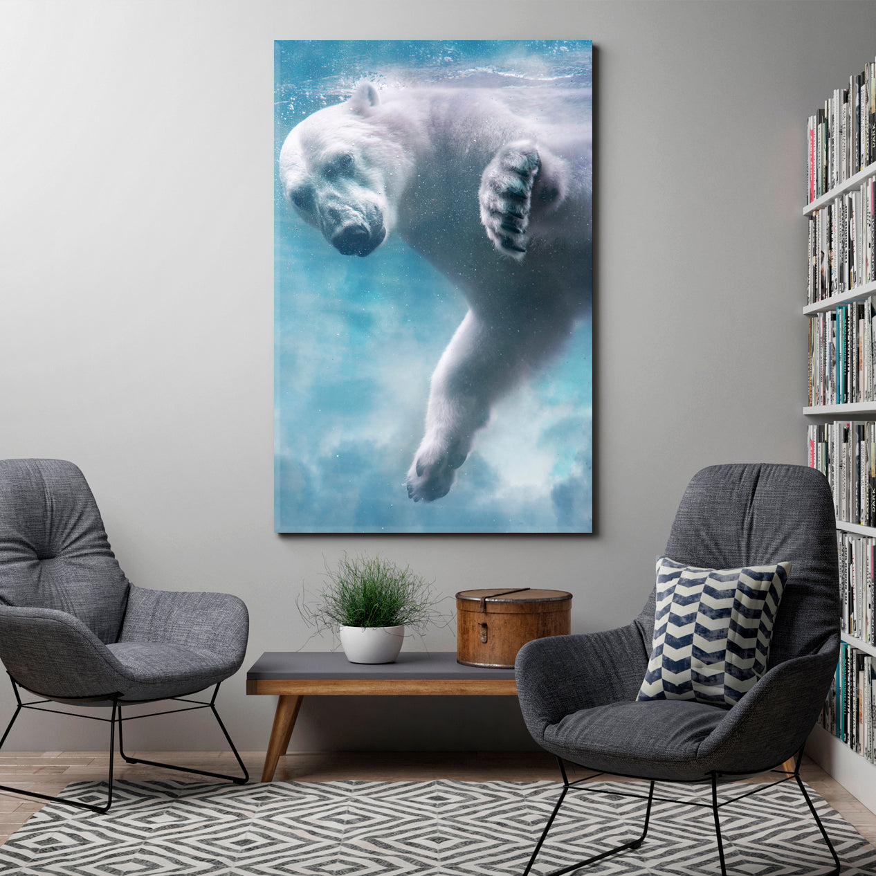 Polar Bear Swimming Underwater Photo Art Animals Canvas Print Artesty   