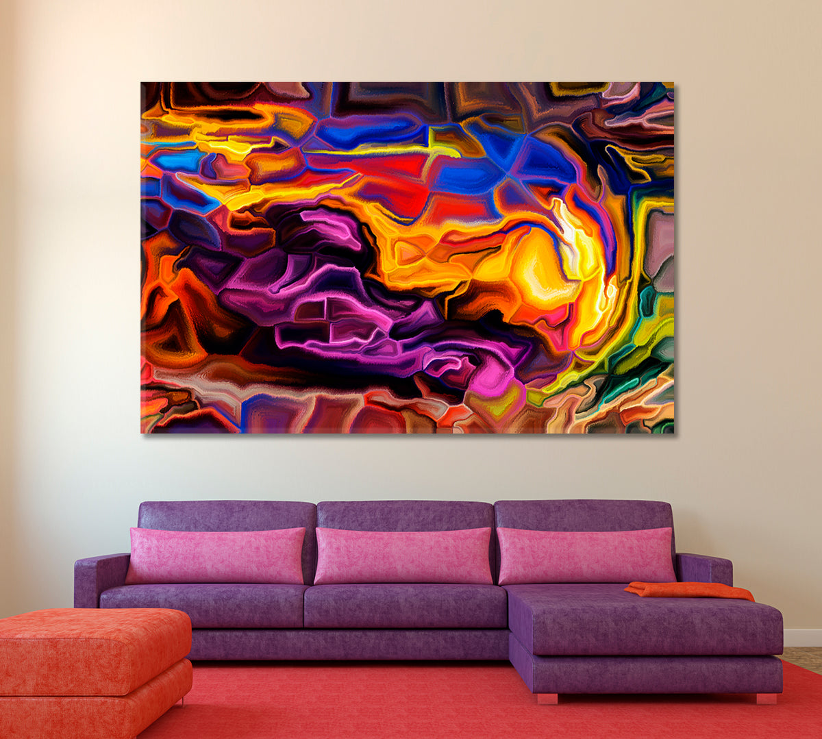 COLOR FLOW Abstract Colorful Contemporary Art Contemporary Art Artesty 1 panel 24" x 16" 