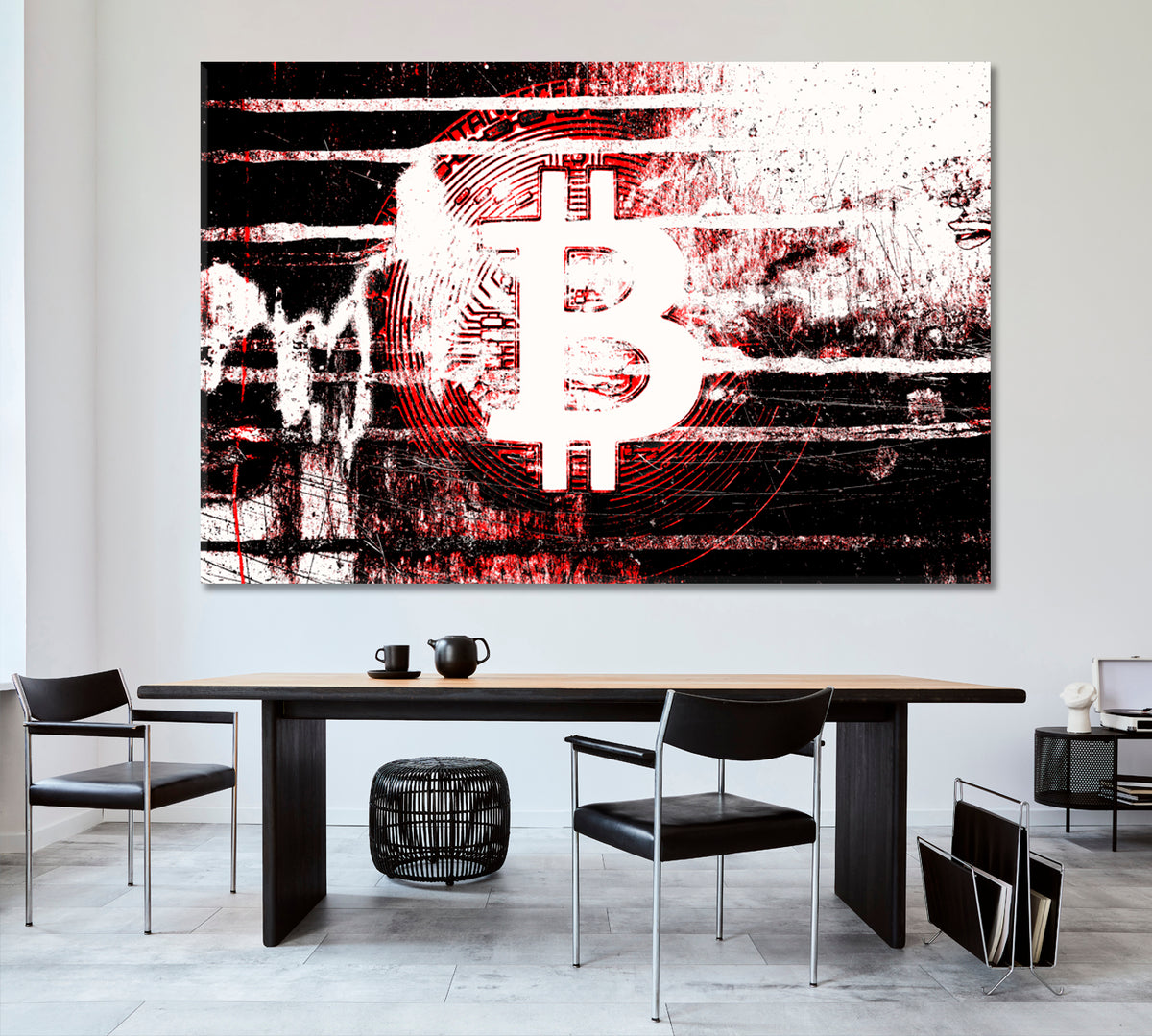 Bitcoin Cryptocurrency BTC Bit Coin Abstract Grunge Office Poster Business Concept Wall Art Artesty 1 panel 24" x 16" 