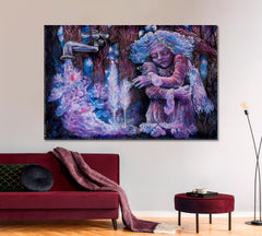 Dreamy Lilac Fairy Magic Pouring Starry Water Contemplative Poster Surreal Fantasy Large Art Print Décor Artesty   