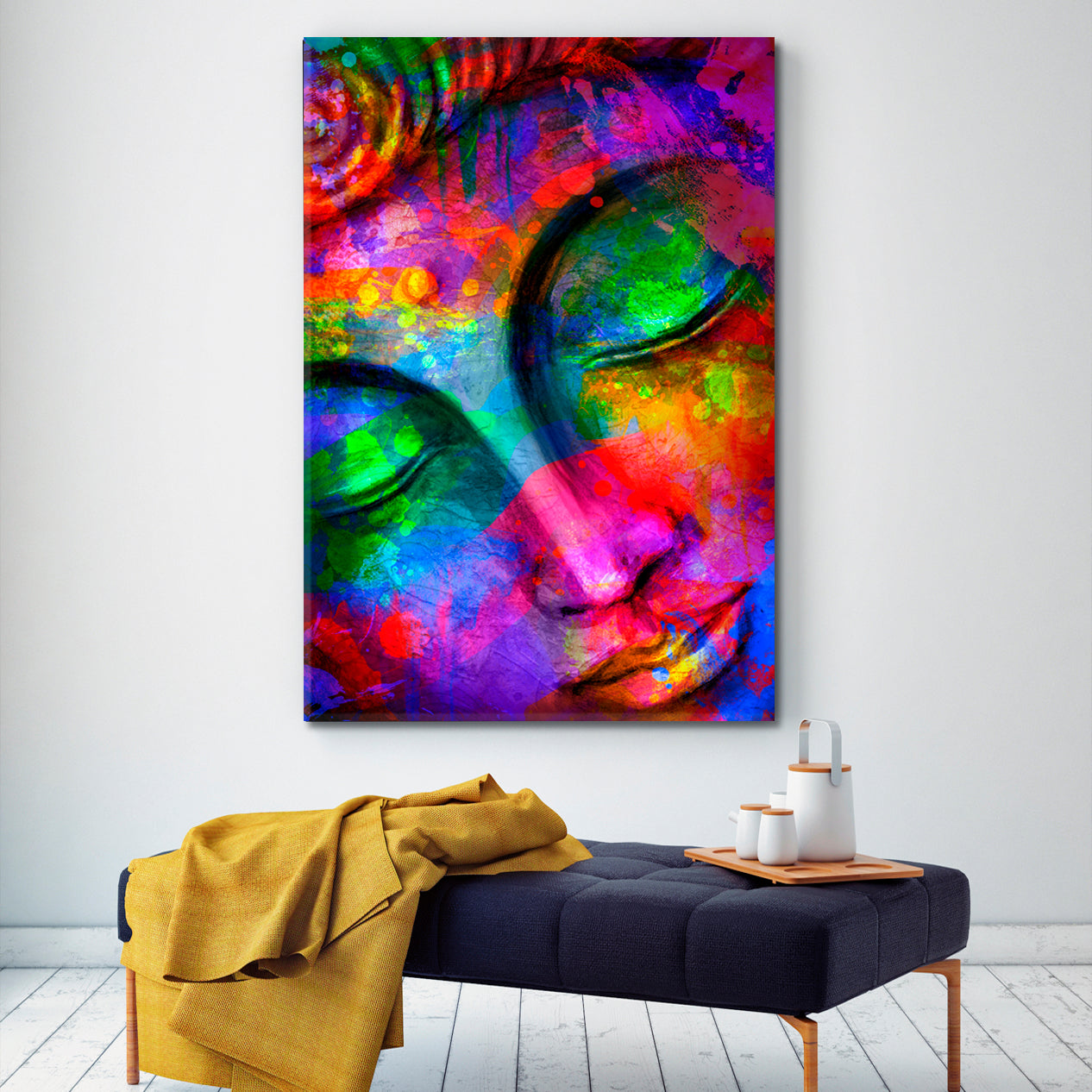 LORD BUDDHA Vibrant Modern Spiritual Religious Modern Art Artesty 1 Panel 16"x24" 