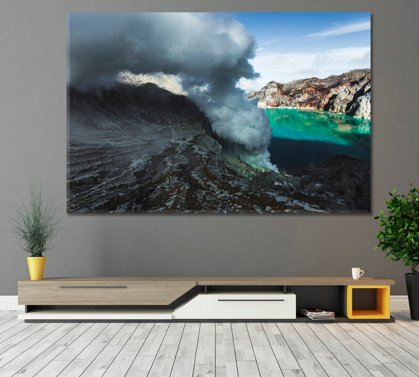 Dangerous Trip Inside Ijen Volcano Crater Java Indonesia Sulphatic Lake Scenery Landscape Fine Art Print Artesty   