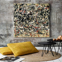 Abstract Jackson Pollock Style Drip Artwork Contemporary Art Artesty 1 Panel 12"x12" 