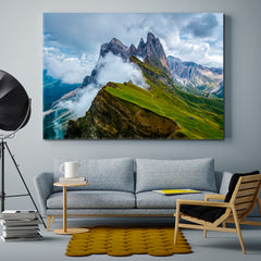 Landscape Dolomites Alps Mountain Range Clouds Peak Nature Scenery Landscape Fine Art Print Artesty 1 panel 24" x 16" 