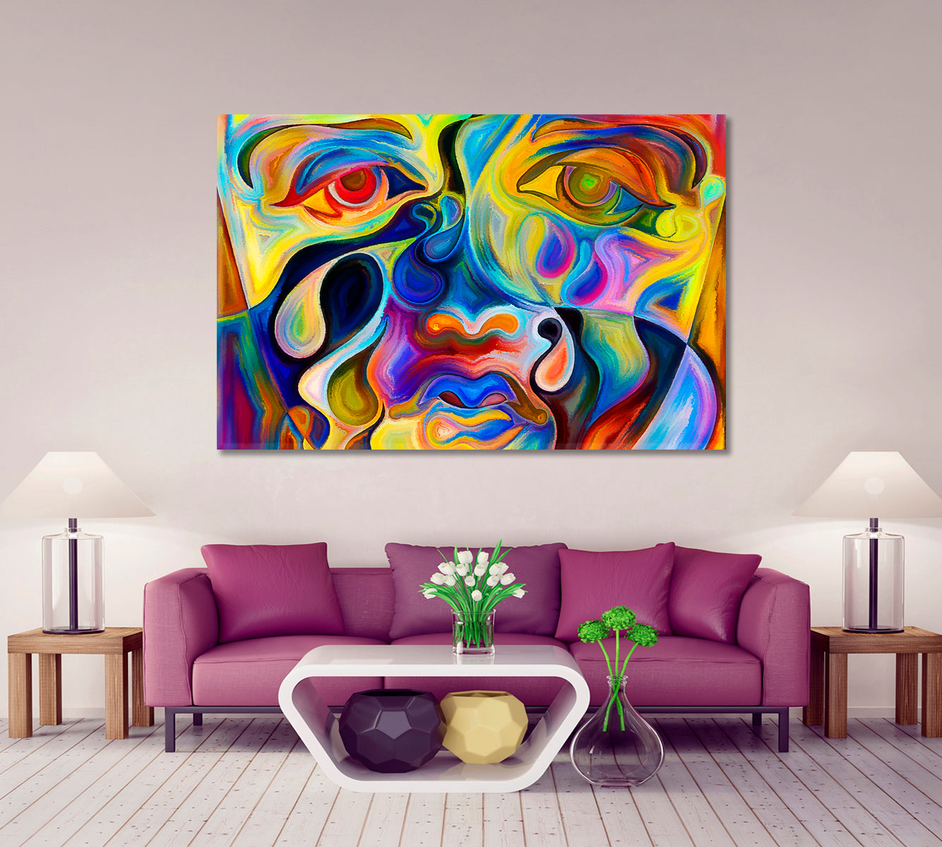 Colors Mood Face and Paint Abstract Design Abstract Art Print Artesty 1 panel 24" x 16" 