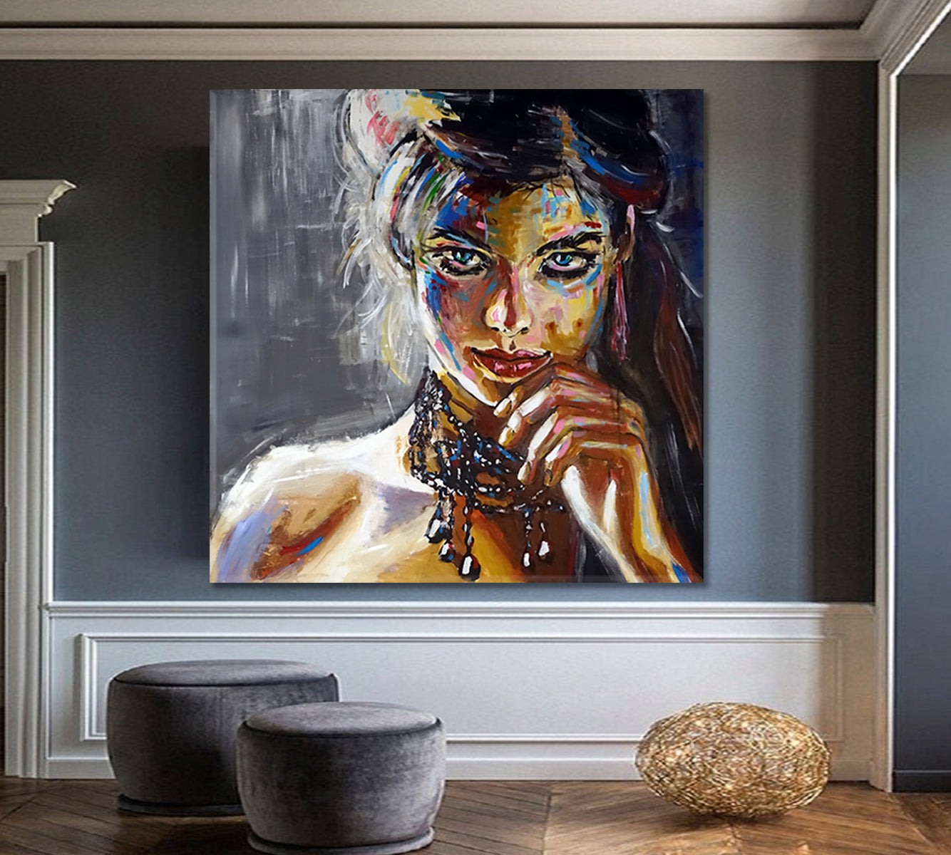 MISS PERFECTION | Fine Art Portrait Woman Grunge Graffiti Style Canvas Print - Square People Portrait Wall Hangings Artesty   