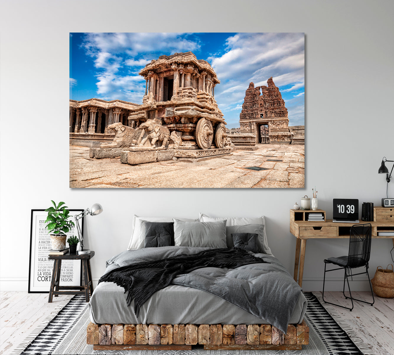 Vitthala Temple Chariot Temple Hampi Ancient Attraction India Rich Culture Canvas Print Traveling Around Ink Canvas Print Artesty 1 panel 24" x 16" 