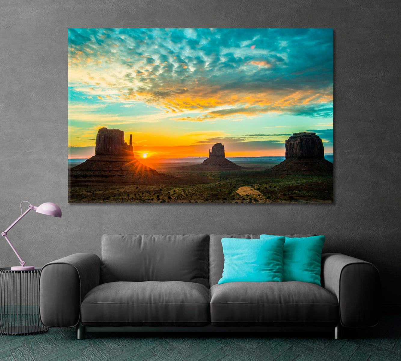 Sunrise Monument Valley Utah USA Poster Scenery Landscape Fine Art Print Artesty 1 panel 24" x 16" 