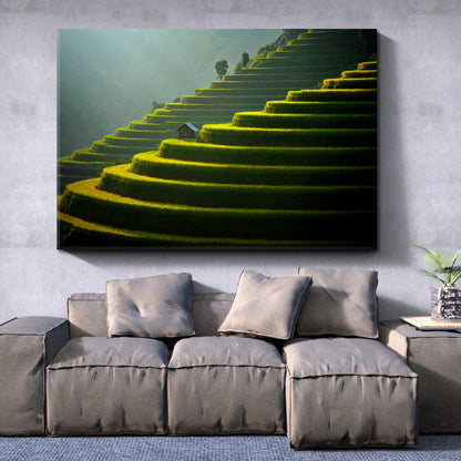 Beauty of Terraced Rice Field Mountain Landscape Scenery Landscape Fine Art Print Artesty 1 panel 24" x 16" 